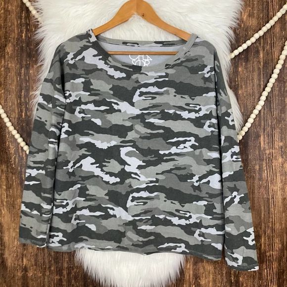 chaser | Camo Cozy Pullover Sweatshirt Gray Large - Picture 1 of 6